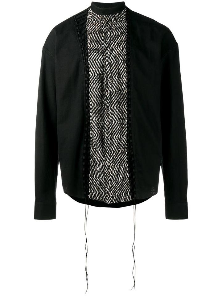 Haider Ackermann Sequinned Panel Shirt, Men's, Size: Xs, Black, Cotton/polyester/virgin Wool/nylon