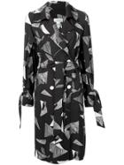 Jovonna Abstract Print Wrap Dress - Black