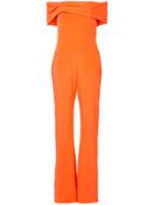 Christian Siriano - Off-the-shoulder Jumpsuit - Women - Silk Crepe - 6, Yellow/orange, Silk Crepe