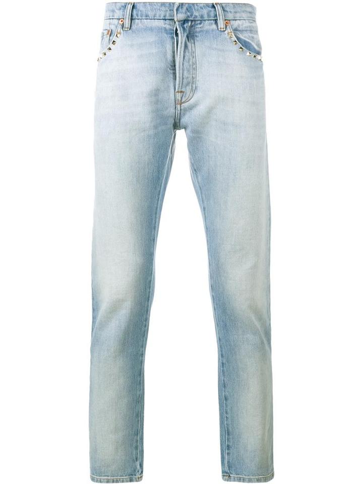 Valentino Slim Stonewashed Jeans, Men's, Size: 29, Blue, Cotton/spandex/elastane