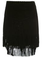 Andrea Bogosian Suede Fringed Skirt - Black