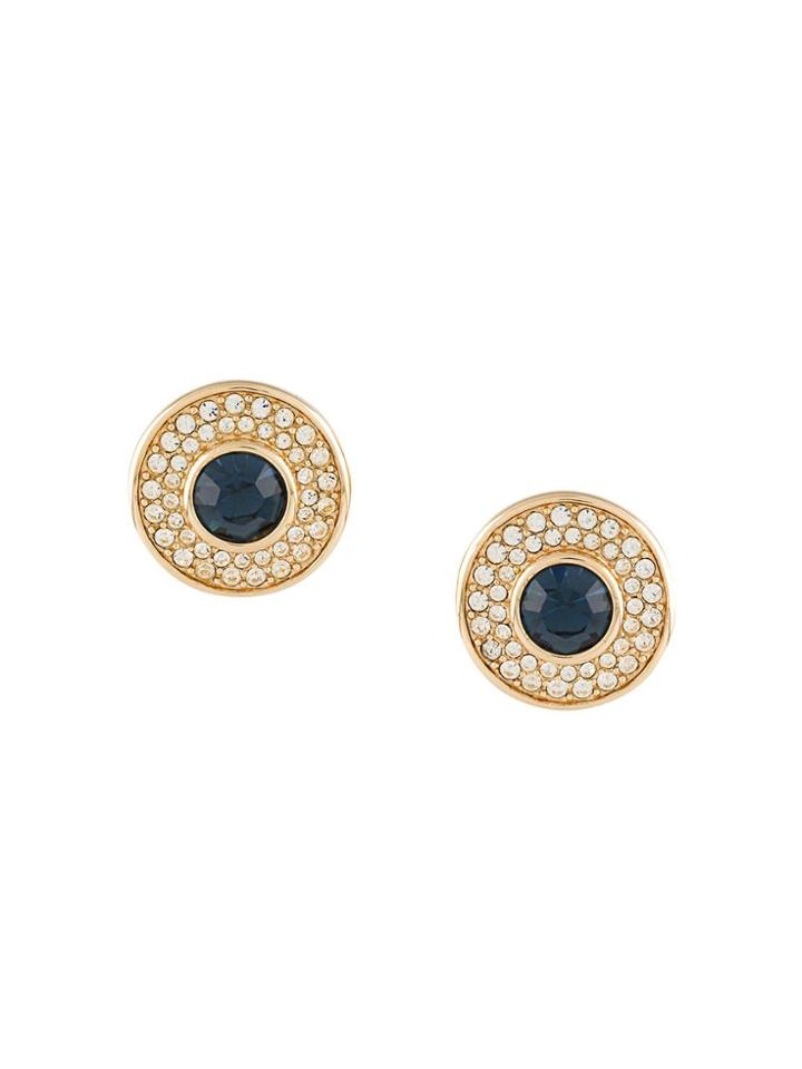Susan Caplan Vintage 1980s Swarovski Clip-on Earrings - Gold