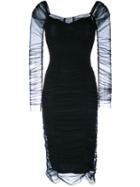 Dolce & Gabbana Sheer Sleeve Midi Dress
