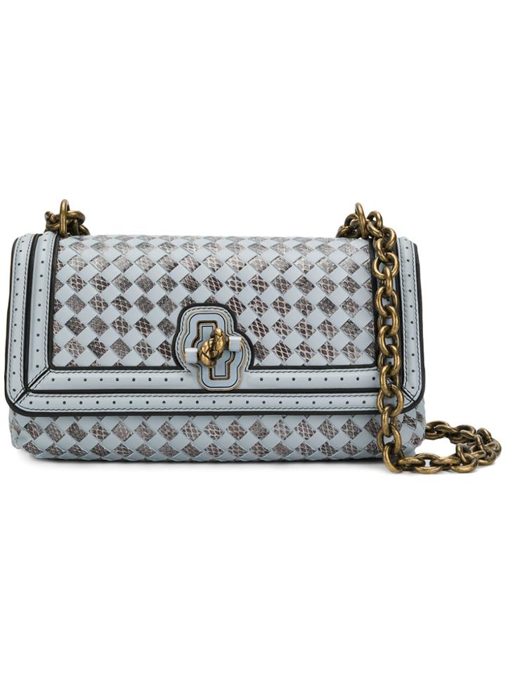 Bottega Veneta Intrecciato Weave Shoulder Bag - Blue
