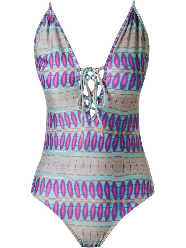 Brigitte Lace Up Fastening Deep V-neck Swimsuit
