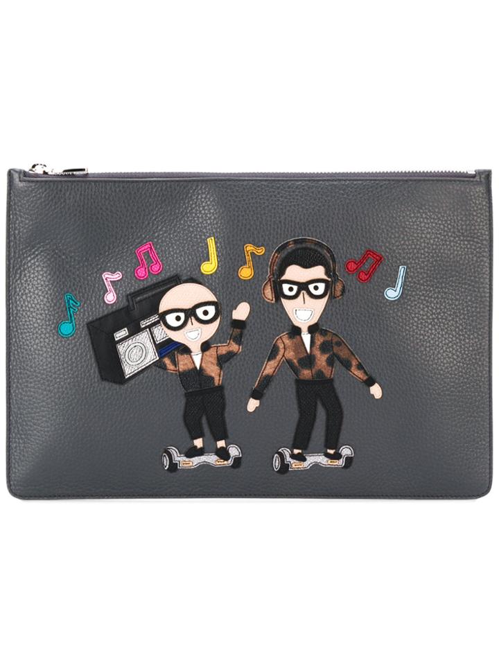 Dolce & Gabbana Musical Patch Clutch - Grey