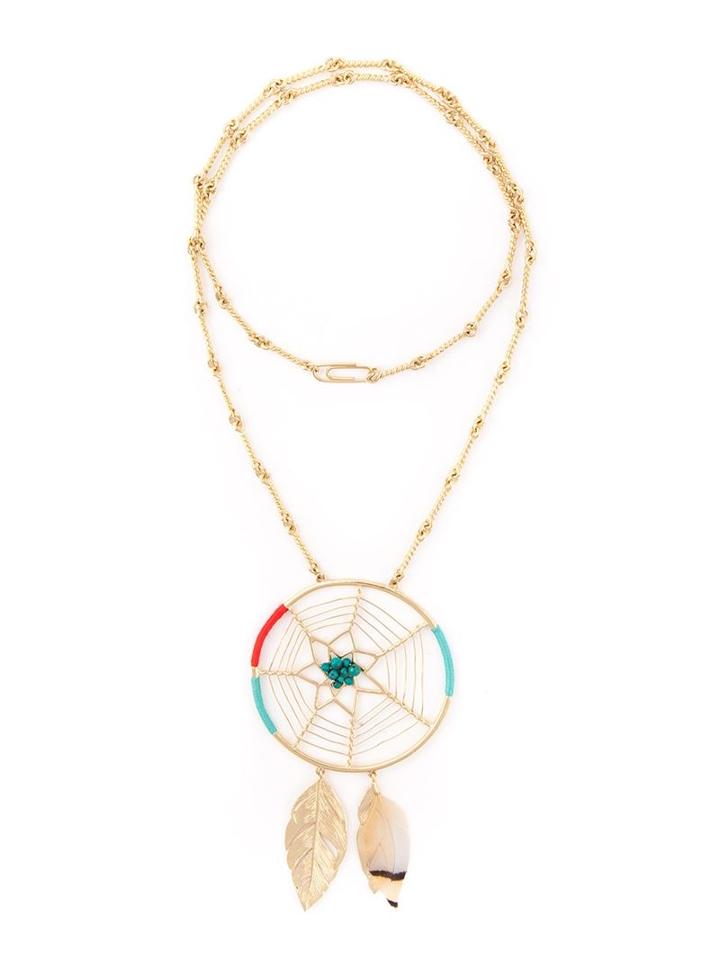 Aurelie Bidermann Long Dreamcatcher Necklace, Women's, Metallic