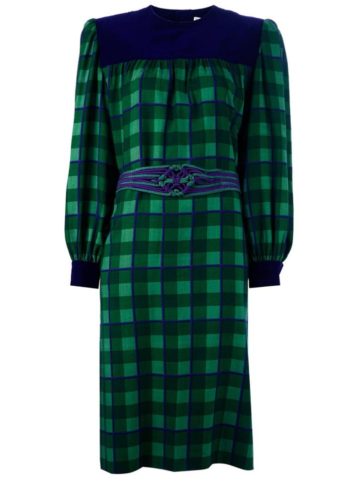 Givenchy Vintage Check Print Dress - Green