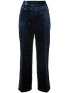 3.1 Phillip Lim Cropped Velvet Trousers, Women's, Size: 6, Blue, Cupro/viscose/polyester