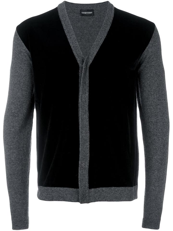 Emporio Armani V-neck Cardigan, Men's, Size: 48, Black, Polyamide/polyester/spandex/elastane/alpaca
