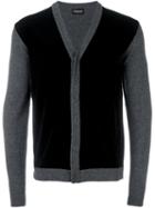 Emporio Armani V-neck Cardigan, Men's, Size: 48, Black, Polyamide/polyester/spandex/elastane/alpaca