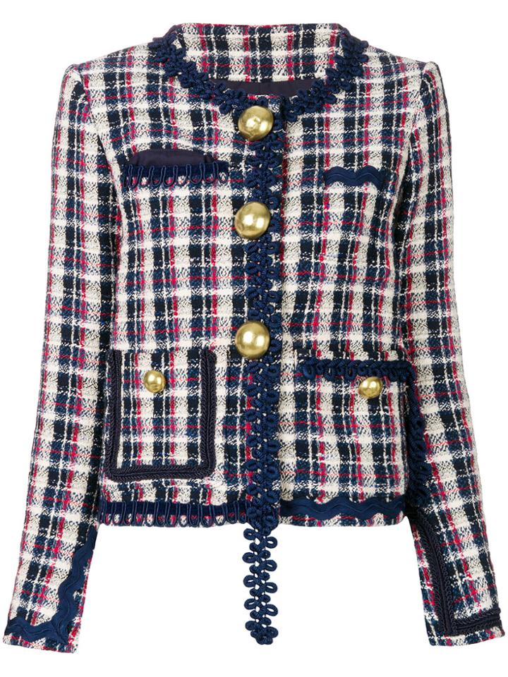 Erika Cavallini Embellished Checked Blazer - Blue
