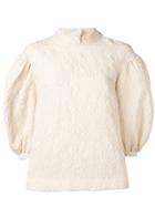 Simone Rocha Jacquard Puff Sleeve Blouse - Neutrals