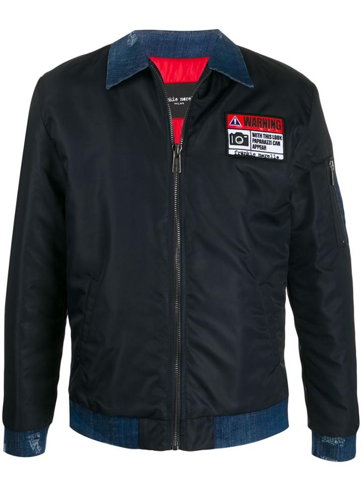 Frankie Morello Warning Patch Shirt Jacket - Blue