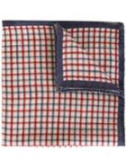 Eleventy Checked Pocket Square, Men's, Blue, Cotton/linen/flax