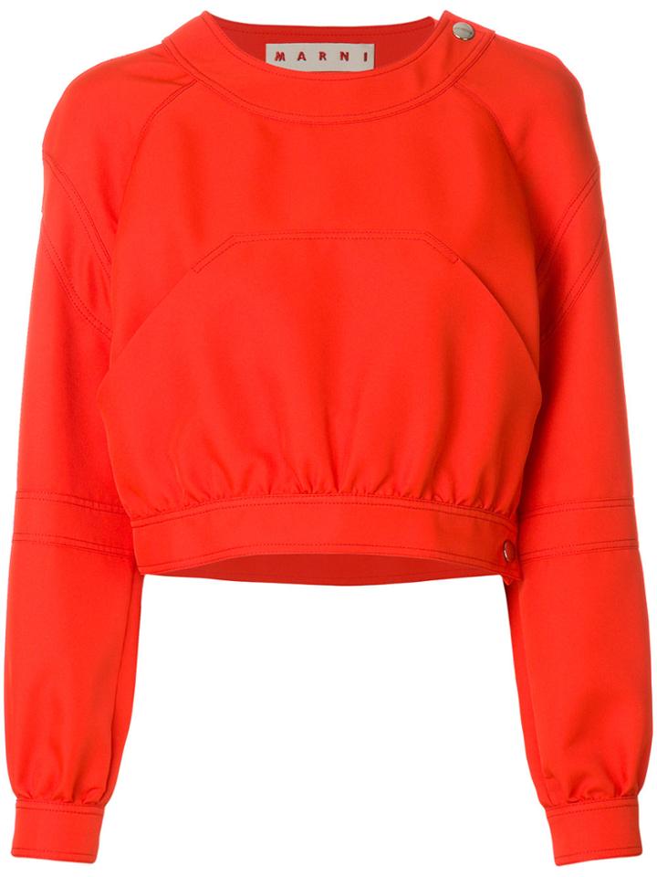 Marni Cropped Pocket Detail Sweatshirt - Yellow & Orange