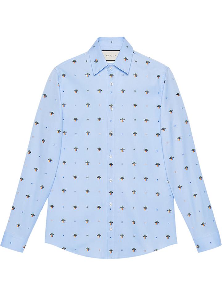 Gucci Ufo And Symbols Fil Coupé Shirt - Blue