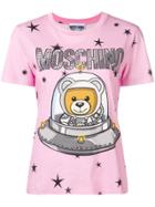 Moschino Space Teddy Print T-shirt - Pink & Purple