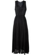 P.a.r.o.s.h. Long Embroidered Dress, Women's, Black, Cotton/polyester