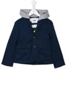 Msgm Kids Hooded Buttoned Jacket, Boy's, Size: 12 Yrs, Blue
