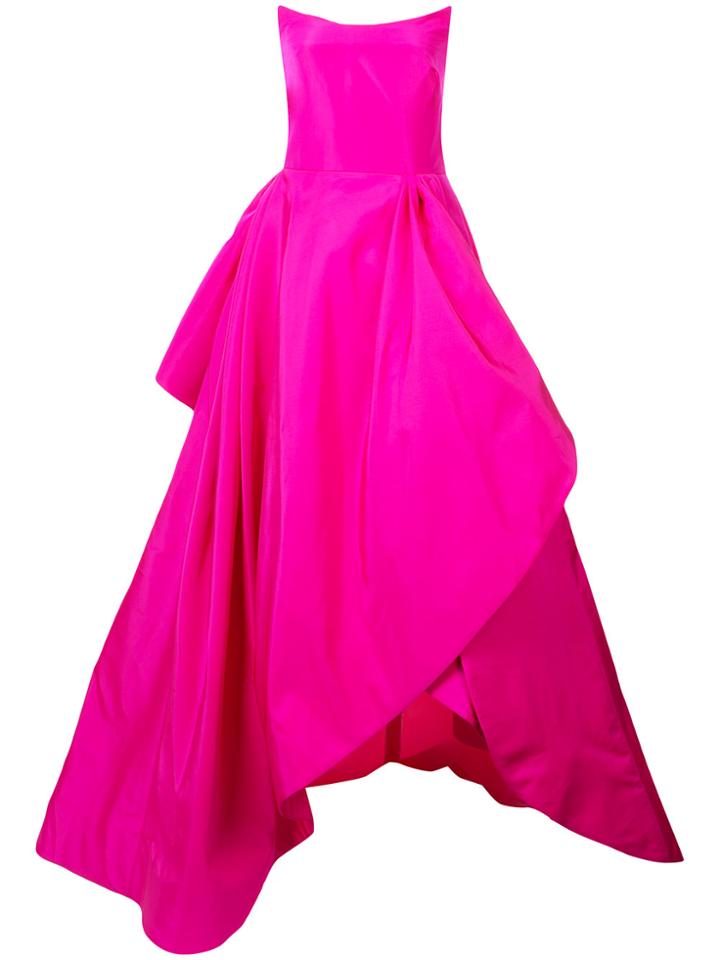 Oscar De La Renta Strapless Fitted Gown - Pink & Purple