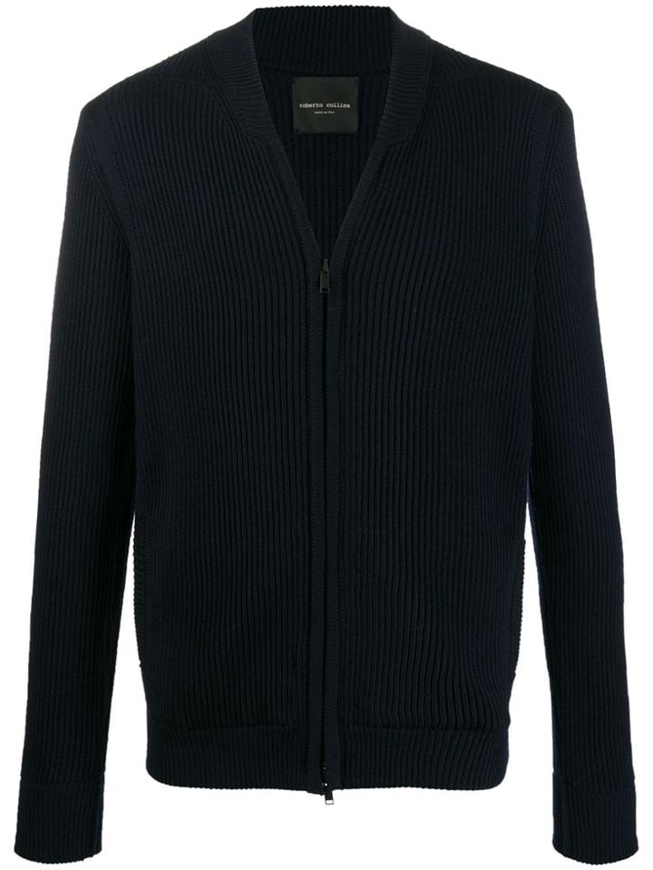 Roberto Collina Ribbed Zip-up Cardigan - Blue