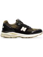 New Balance Black And Green M991.9 Leather Low-top Sneakers