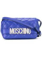 Moschino Logo Quilted Crossbody Bag, Women's, Blue