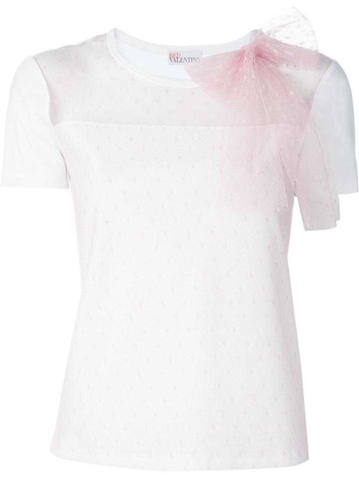 Red Valentino Tulle Panel T-shirt, Women's, Size: S, White, Cotton/polyamide