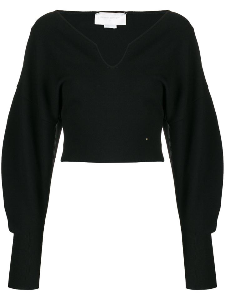Esteban Cortazar Cropped V-neck Top - Black
