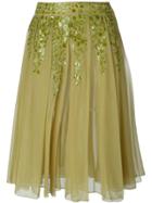 Romeo Gigli Vintage Embellished Pleated Skirt - Green