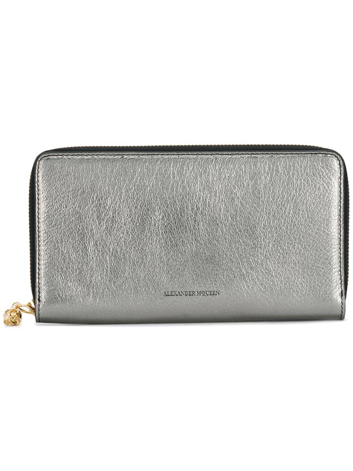 Alexander Mcqueen Zip-around Continental Wallet - Metallic