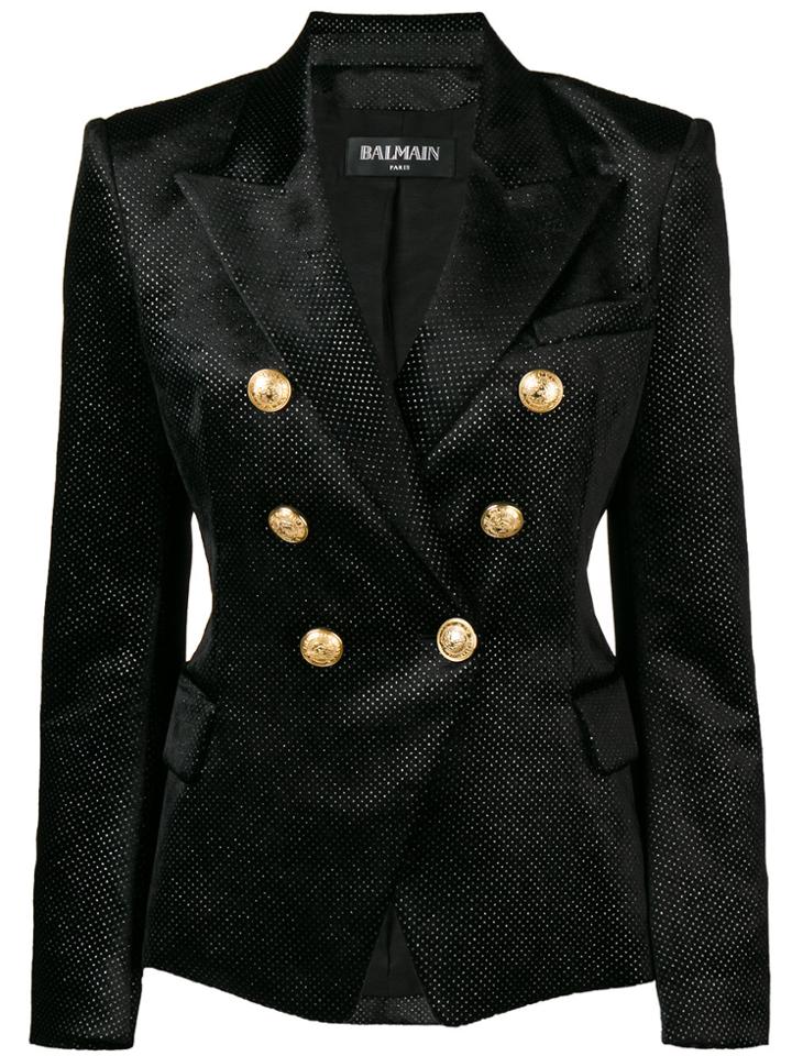 Balmain Rhinestone Embellished Blazer - Black