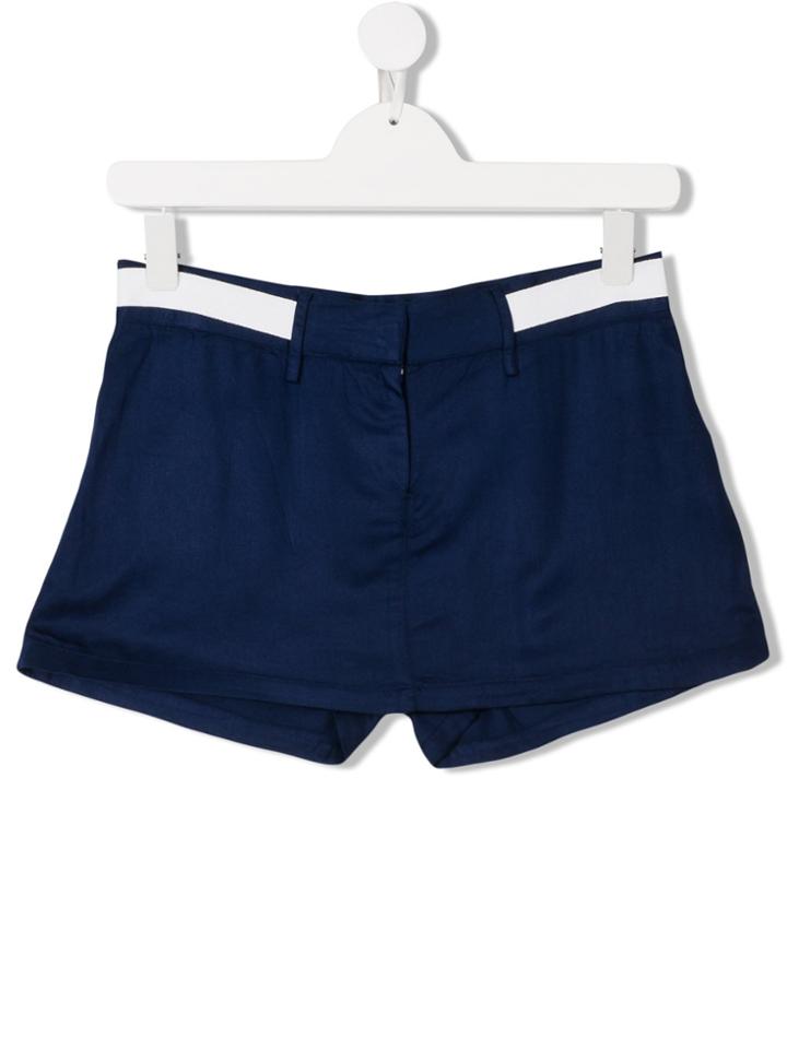 Dkny Kids Teen Back Logo Print Denim Shorts - Blue