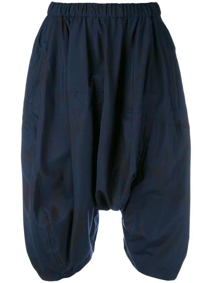 Comme Des Garçons - Drop-crotch Draped Shorts - Women - Polyester - M, Blue, Polyester