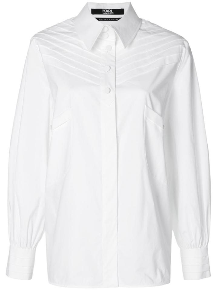 Karl Lagerfeld Karl Fitted Shirt With Pleats - White
