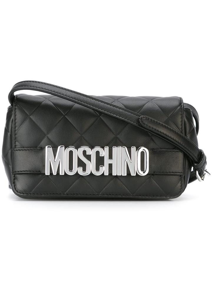 Moschino Quilted Logo Crossbody Bag, Women's, Black