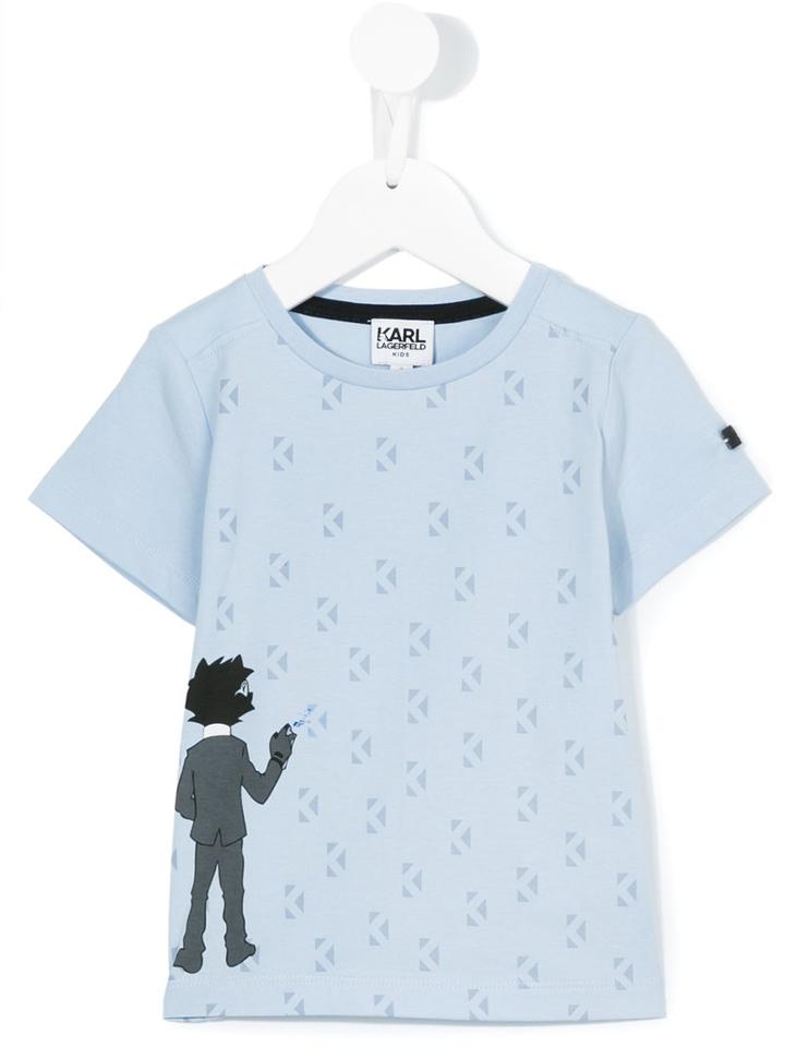 Karl Lagerfeld Kids - Printed T-shirt - Kids - Cotton - 24 Mth, Blue