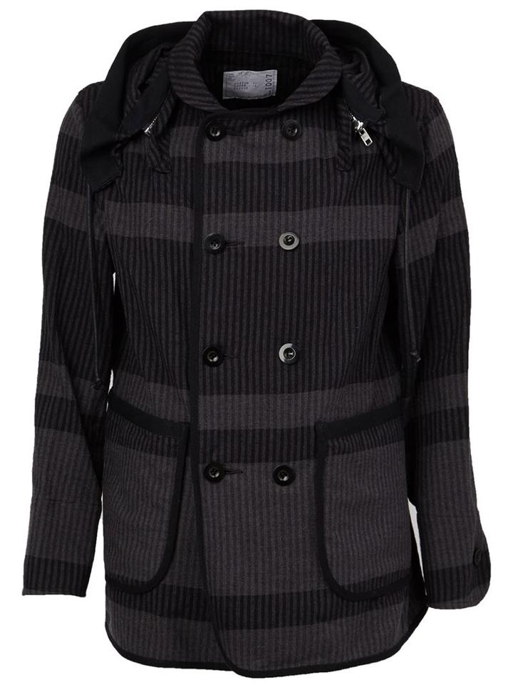 Sacai Double Breasted Jacket, Men's, Size: 3, Black, Cotton/linen/flax