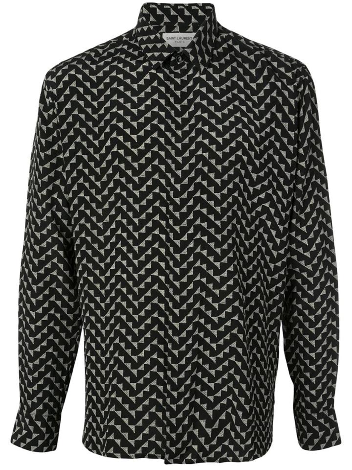 Saint Laurent Triangle Print Silk Shirt - Black