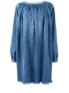 Chloé Frayed Denim Dress, Women's, Size: 42, Blue, Cotton
