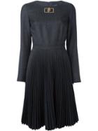 Cavalli Class Metallic Detail Pleated Dress, Women's, Size: 42, Grey, Polyester/acetate/virgin Wool