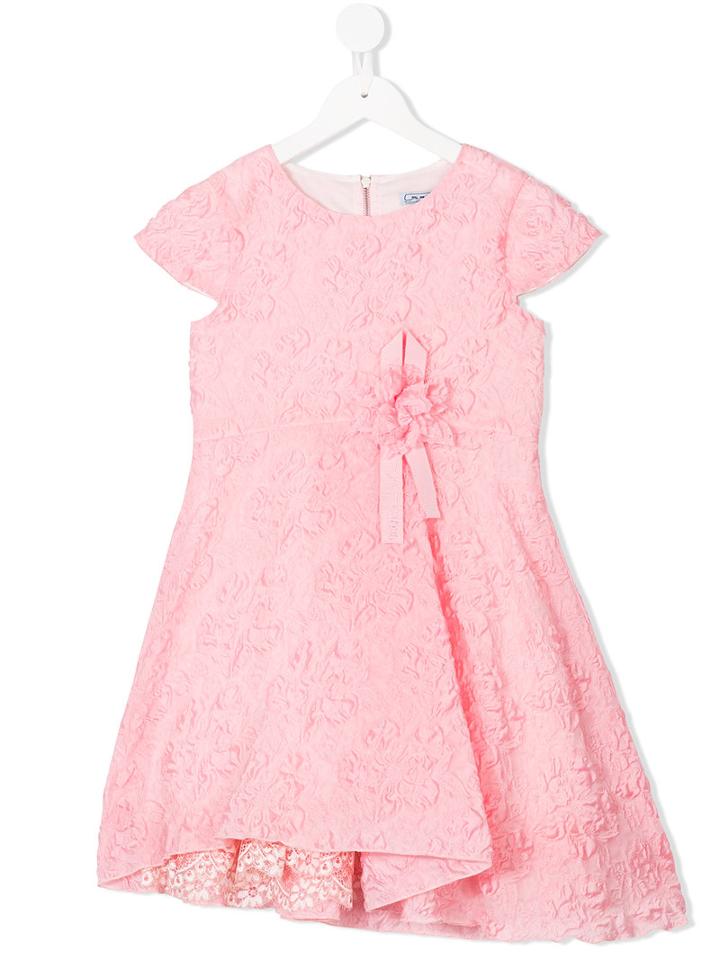 Embossed Asymmetric Dress - Kids - Cotton/polyamide/polyester - 10 Yrs, Pink/purple, Mi Mi Sol