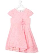 Embossed Asymmetric Dress - Kids - Cotton/polyamide/polyester - 10 Yrs, Pink/purple, Mi Mi Sol