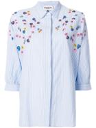 Essentiel Antwerp - Floral Embroidery Shirt - Women - Cotton/viscose - 38, Blue, Cotton/viscose