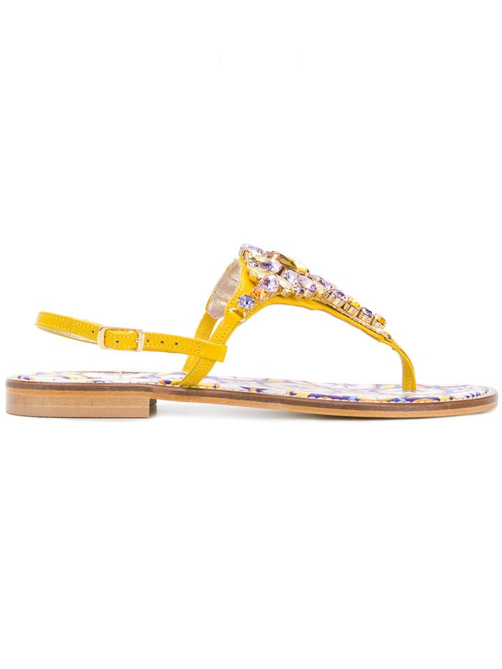 Emanuela Caruso Embellished Sandals - Yellow & Orange