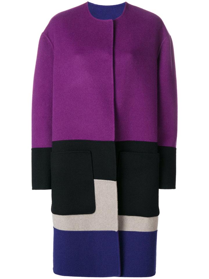Bottega Veneta Reversible Colour Block Coat - Pink & Purple