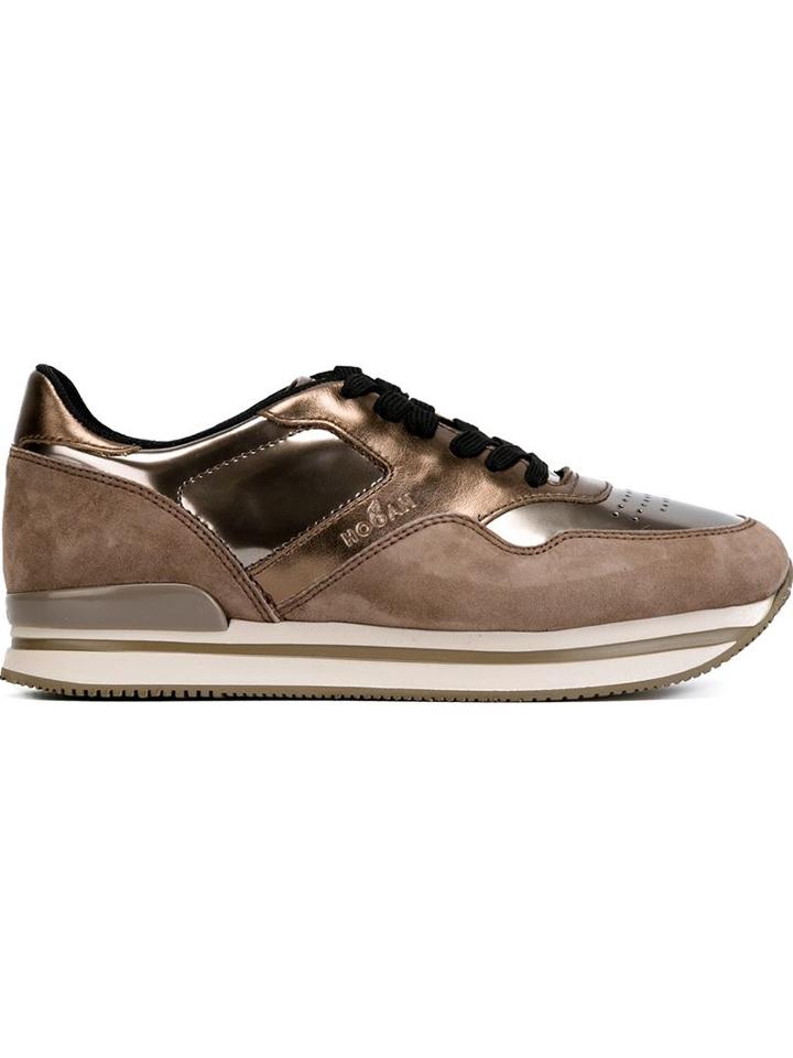 Hogan Lace Up Sneakers, Women's, Size: 37, Grey, Patent Leather/suede/rubber