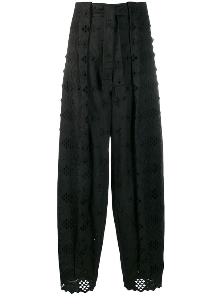 Alberta Ferretti Broderie Anglaise Trousers - Black