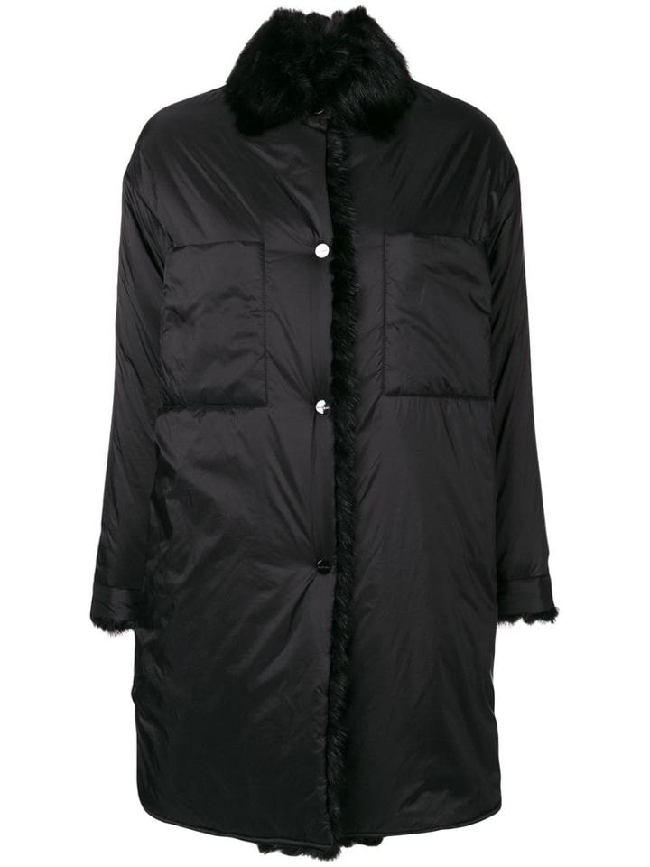 Max & Moi Long Down Jacket Fur Neckline - Black